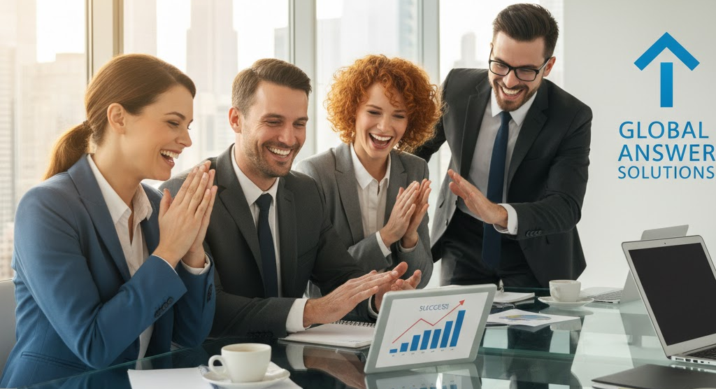 team celebrating success