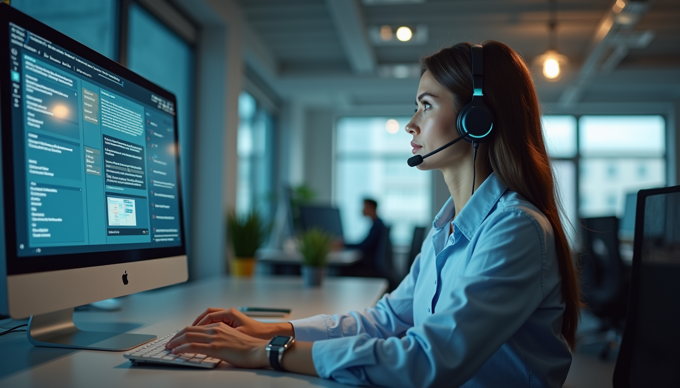 woman headset imac